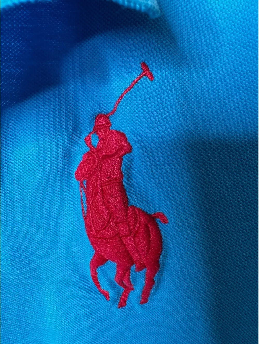 Polo Ralph Lauren Big Pony Polo Shirt Boys L 14-16 Blue Red #3 Short Sleeve